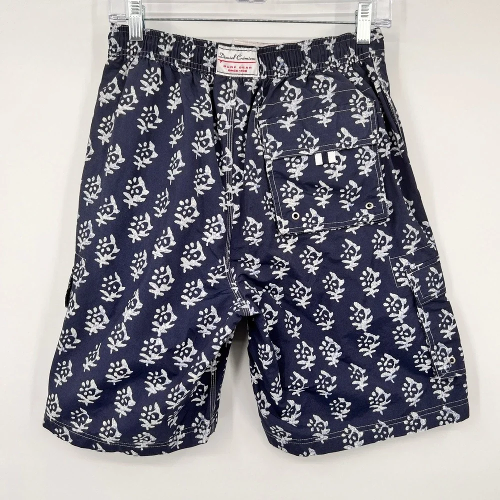 VTG Daniel Cremieux Surf Gear Mens Small Navy Blue Floral Cargo Board Short Swim